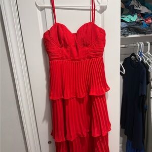 Lulu's Vibrant Red Strapless Dress